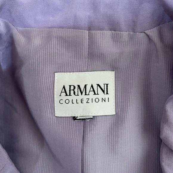 Armani Collezioni Purple Blazer. Ruffle collar, pockets, button down. - Picture 4 of 8